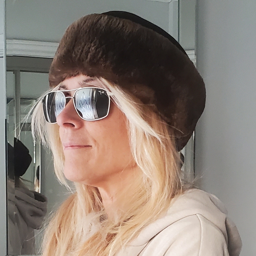 Sheared Beaver Fur & Suede Bucket Foldable Brim Hat